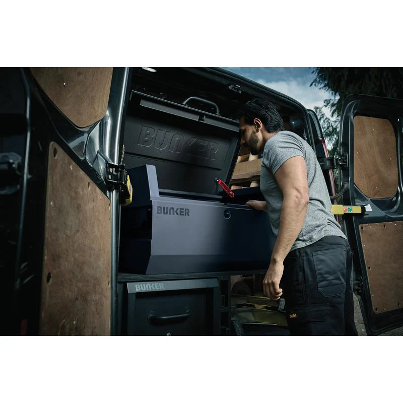 BUNKER® T1 Secure Vehicle Storage Box | Grey & Green | Heavy-Duty Steel - Image 4