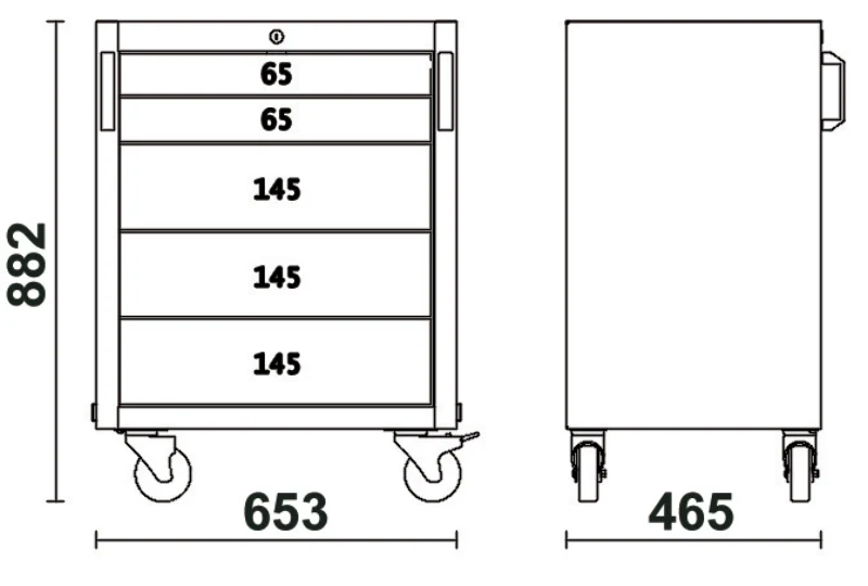 Beta C45PRO 2.0 C5 & C7 — Mobile Roller Cabinets (5-Drawer & 7-Drawer) - Image 3