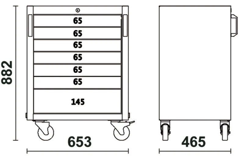 Beta C45PRO 2.0 C5 & C7 — Mobile Roller Cabinets (5-Drawer & 7-Drawer) - Image 5