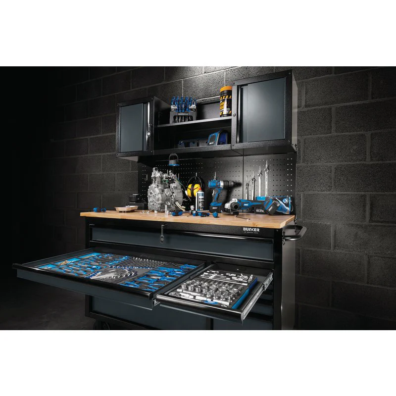 Draper BUNKER® 56" 10 Drawer Roller Workstation with Workbench – Gray or Light Gray - Image 4