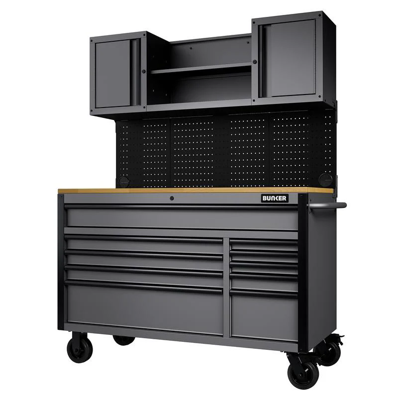 Draper BUNKER® 56" 10 Drawer Roller Workstation with Workbench – Gray or Light Gray - Image 6