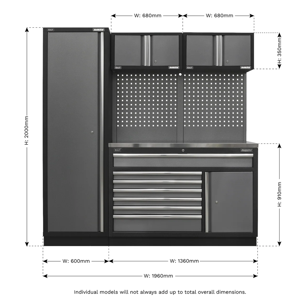 Superline PRO® 1.96m Modular Storage System with Choice of Worktop - Image 15