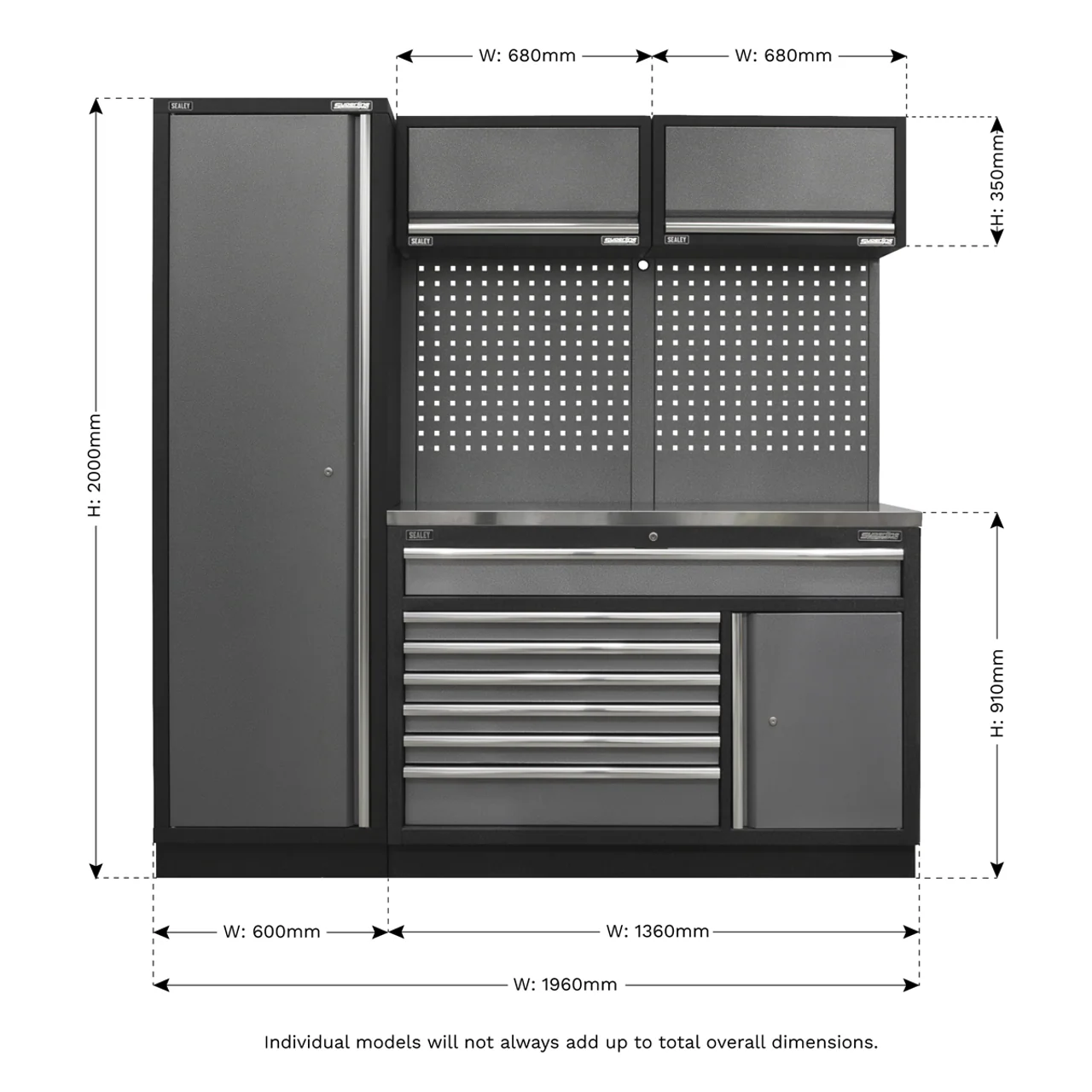 Superline PRO® 1.96m Modular Storage System with Choice of Worktop - Image 17