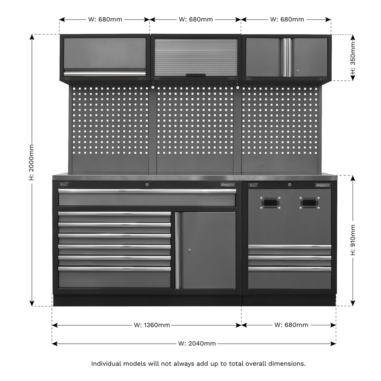 Superline PRO® 2.04m Modular Storage System Combo with Choice of Worktop - Image 14