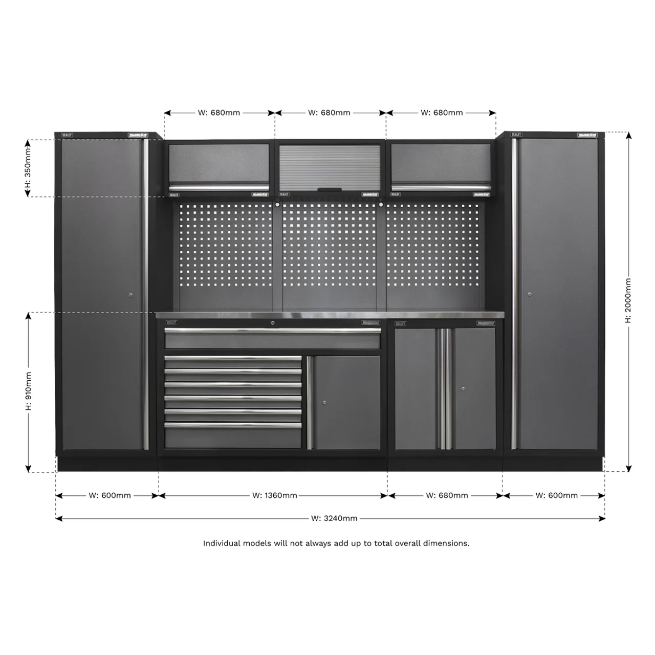 Superline PRO® 3.24m Modular Storage System with Choice of Worktop - Image 16