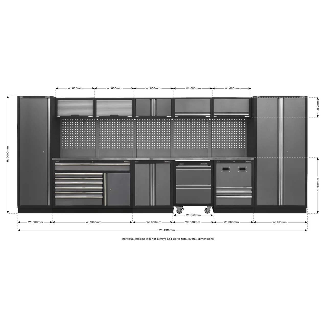 Superline PRO® 4.92m Modular Storage System with Choice of Worktop - Image 23