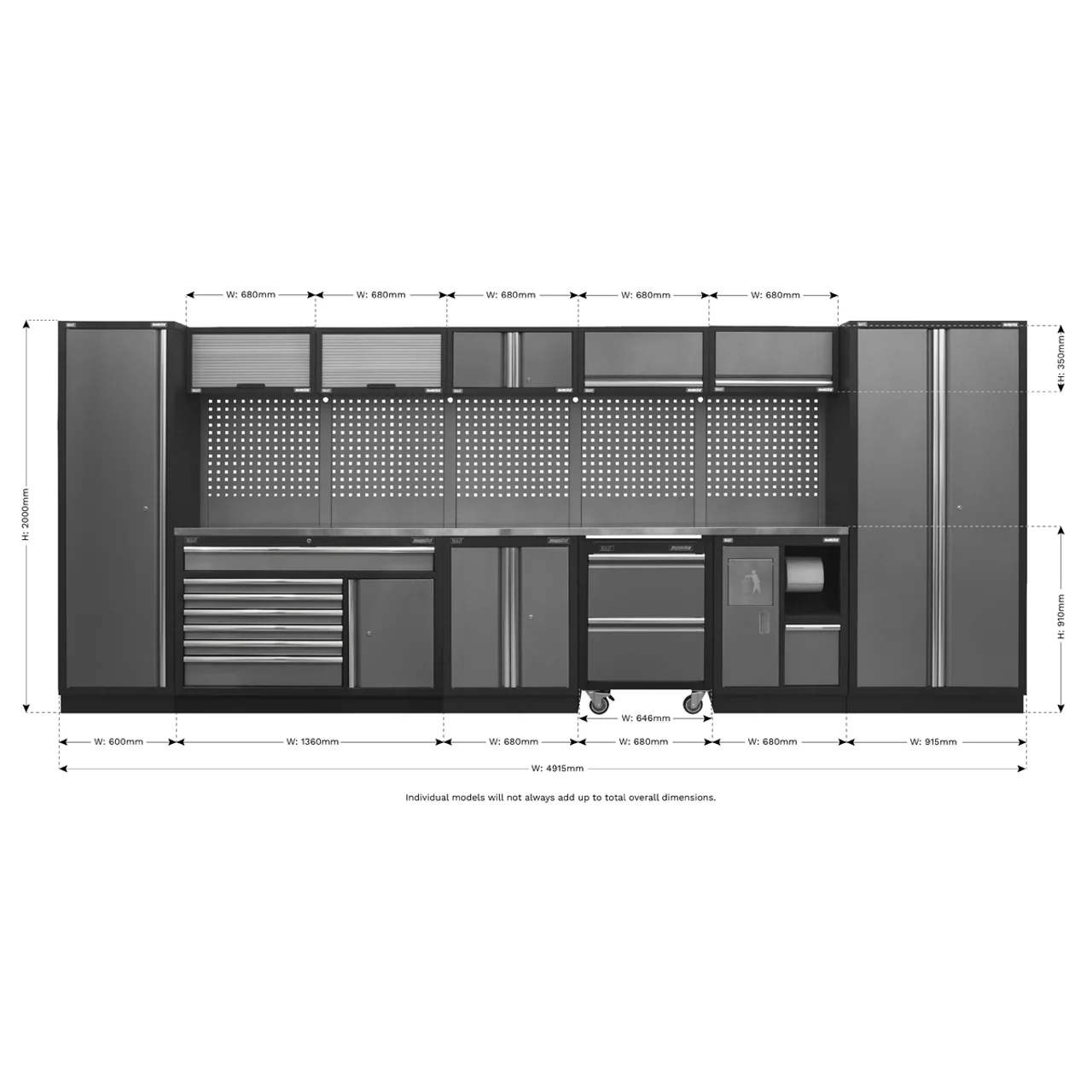 Superline PRO® 4.92m Modular Storage System with Choice of Worktop - Image 21