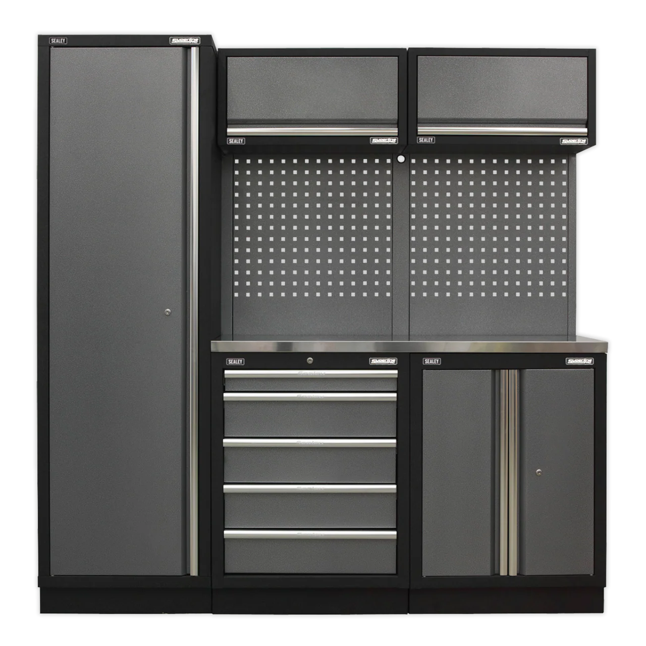 Superline PRO® 1.96m Modular Storage System – Wood or Stainless Steel Worktop | Heavy-Duty Garage & Workshop Cabinets - Image 3