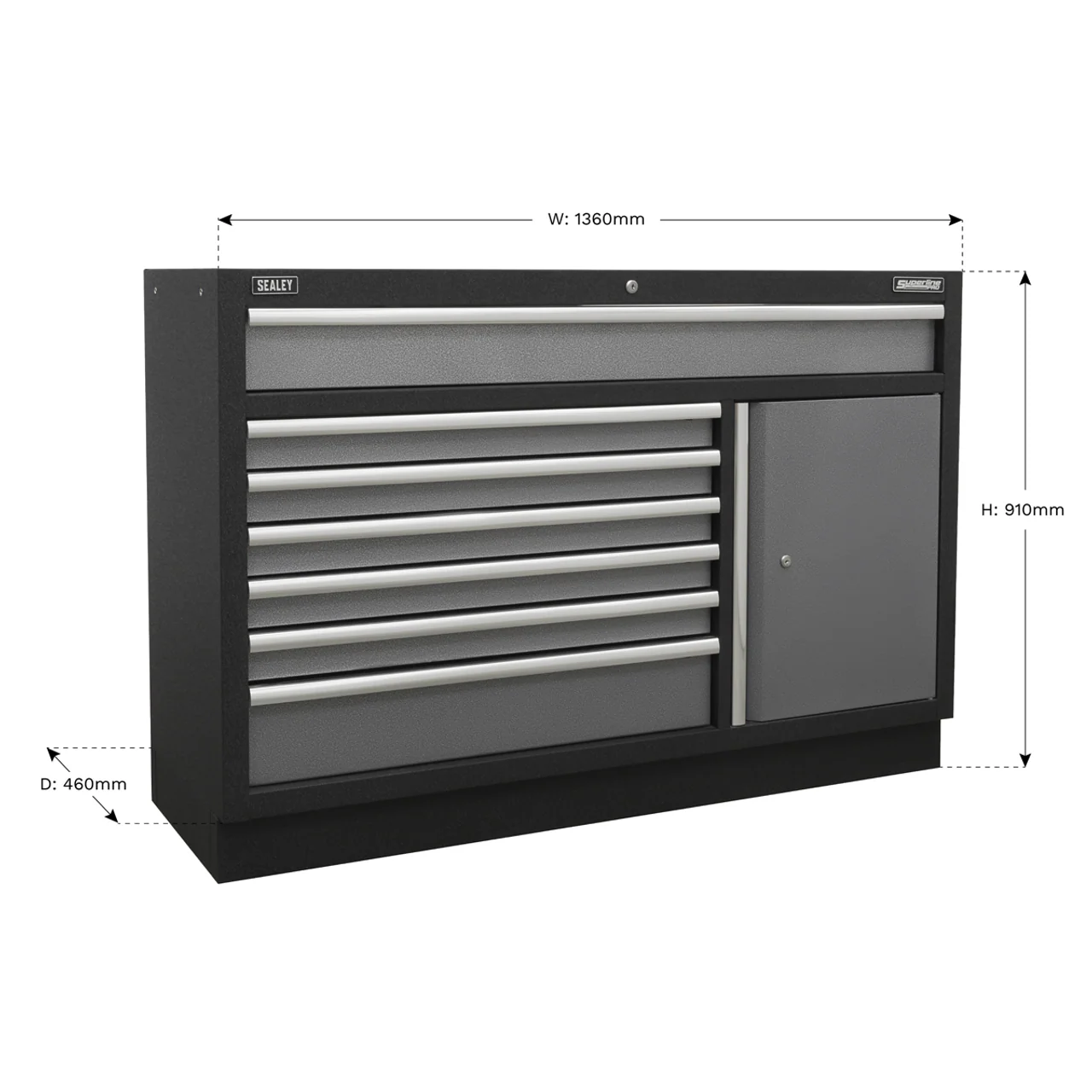 Superline PRO® 1360mm Floor Cabinet – 7-Drawer Modular Tool Cabinet | Heavy-Duty Workshop Storage (APMS64) - Image 7