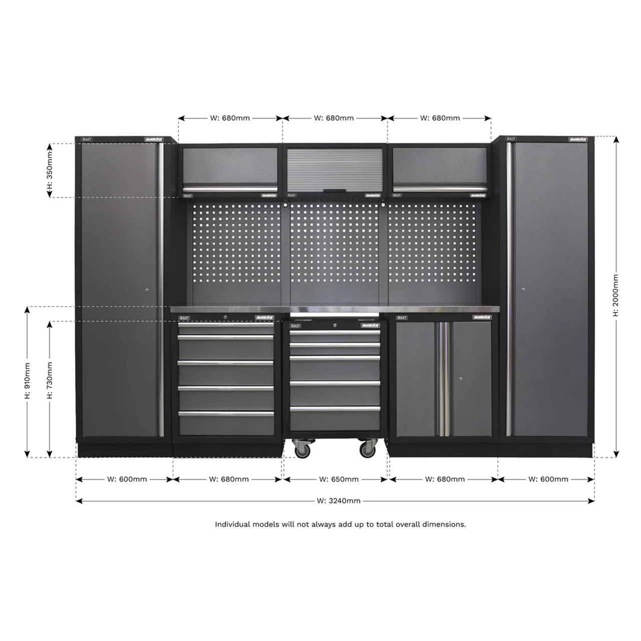 Superline PRO® 3.24m Modular Storage System – Wood or Stainless Steel Worktop | Professional Garage & Workshop Cabinets - Image 13